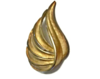 Trifari Brooch Vintage Feather Ribbon Leaf Brushed Gold Tone Smooth Finish on Edges Gift for Her Gift for Mom