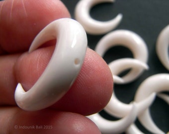Mini Horns of My Dilemma Carved Bone Drilled Crescent Bead 20mm
