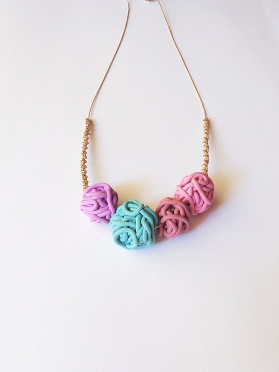 Yarn Ball Necklace Polymer Clay Jewelry Knitting Jewelry