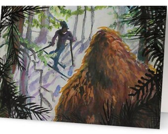 Twas the night before Christmas.... Bigfoot Holiday Greeting Card