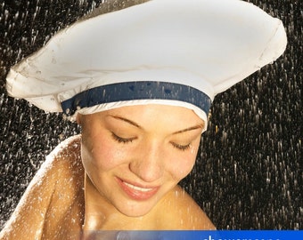 Shower Cap - Nautically White - Shower Hat for MEN & WOMEN