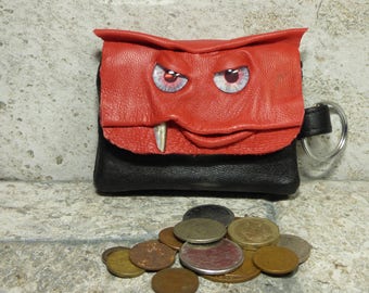 Coin Purse Zippered Change Purse Red Black Leather Monster Face Pouch Key Ring Harry Potter Labyrinth 29