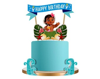Baby Moana, Baby Moana Party, Baby Moana Cake Topper, Moana Cake Topper, Moana Party, Moana Cake, Moana Decor, Not a printable, 4pc