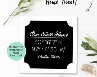 Our First Home Printable Custom Coordinates Sign Latitude Longitude Wall Art Our First Home Printable Custom Coordinates Sign Latitude Longitude Wall Art