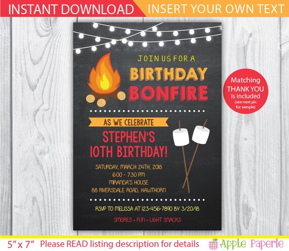 bonfire invitation camp invitation bonfire party