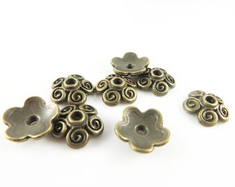 Antique bronze tone bead caps