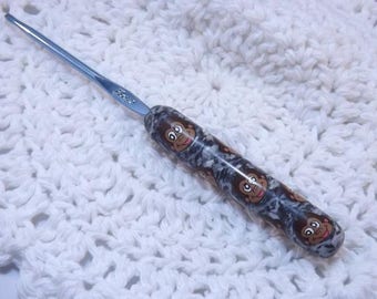 Ergonomic Polymer Clay Covered Crochet Hook Handcrafted Sock Monkey Boye F
