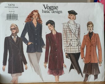 1473 Vintage Vogue 5 jacket Pattern size 18-20-22