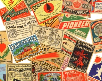 10pcs 1890s-1920s EUROPEAN MATCHBOX LABELS Antique
