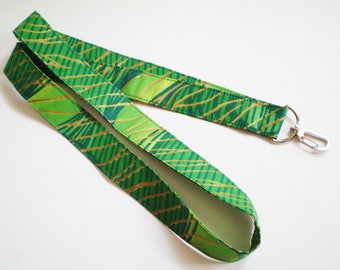Green African Lanyard, African Green Fabric Lanyard, Green African Key Lanyard, Green African ID Badge Holder