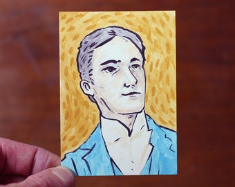 Original Portrait Painting Art Trading Card ACEO ATC Watercolor Ink