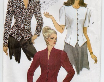 Semi Fitted Top With Extended Shoulders Princess Seams Neckline Variations Shaped Hemline Size 8 10 12 Sewing Pattern Vogue 8488