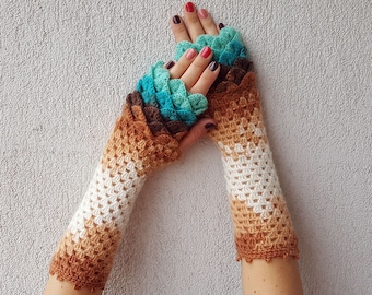 Fingerless gloves Crochet winter gloves Texting gloves Lace womens gloves Scaled Fingerless mittens Wrist warmers