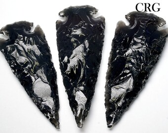 Black Obsidian Arrowhead 3"-3.5" QTY-1 (AR34DG)