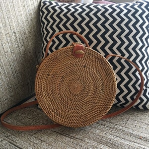 Medium Round Bag, Round Rattan Bag, Bali Rattan Bag, Ata Bag, Round Rattan Bag, Straw Bag