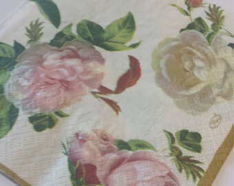 Decoupage Paper Napkins, Floral Napkins, Lunch Napkin, Rose, Collage, Craft, Scrapbooking, Paper Craft, Serviette, Decoupage Tissue
