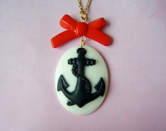 Pendant ♥ cameo anchor Navy ♥