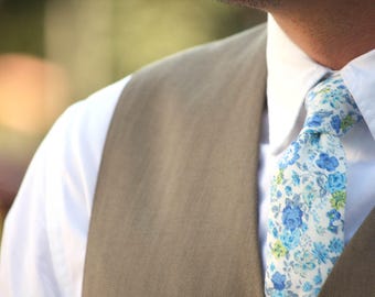 Blue Floral Tie 2.36" Men's skinny tie Wedding Ties Necktie for Men 284tc Camellucci