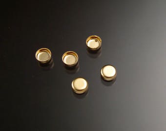 14k gold filled 4mm round non serrated bezel cups parcel of five