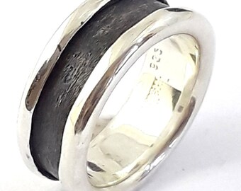 Oxidized Fine Sterling Silver Band