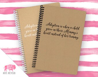 Spiral Notebook | Spiral Journal Planner | Journal | 100% Recycled | Adoption | BB036