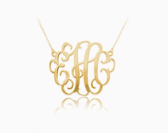Personalized Monogram Necklace in Sterling Silver • Monogram Initials Necklace • Initials Necklace • Bridesmaid Gift • NH10