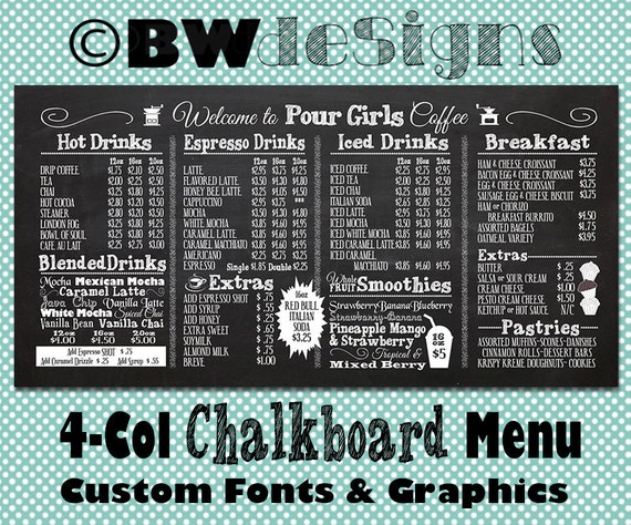 coffee menu board