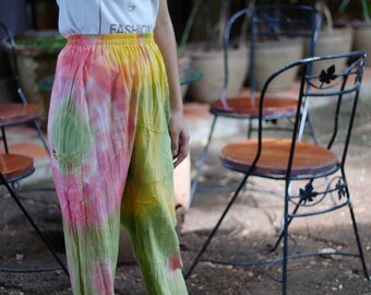 Bohemian pants Hippie pants boho clothes Limited clothes Thai pants Tie dye pants Colorful pants Rainbow pants Harem pants