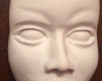 10 plaster half heads , plaster faces , mixed media face, semi heads, craft supplies, craft heads, craft faces, semi head, powertex faces