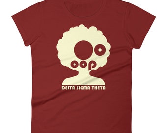 Delta Sigma Afro-Oop Tee, Delta Sigma Theta Tee (Crimson and Cream), DST, 1913, Delta Sigma Theta, Oo-oop