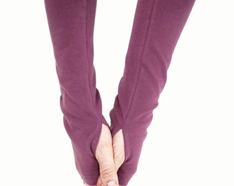 Arm Warmers in Mulled Wine - Long Fingerless Gloves - Sleeves - LAST PAIR