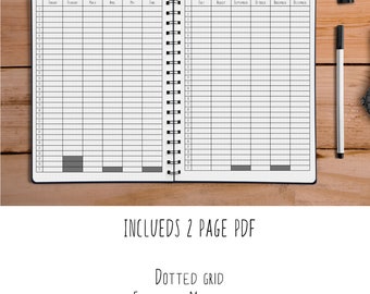 2018 Bullet Journal Yearly Calendar - Dotted Grid Paper