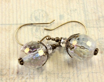 Vintage Style Earrings, Crystal Earrings, Crystal AB