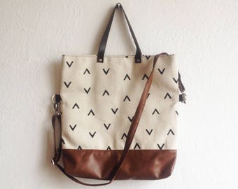 Canvas Tote bag, Crossbody bag, Shoulder bag, Foldover tote bag, Shopping bag, Top handle