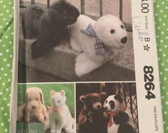 McCalls 8264, Stuffed Animals, Seal, Dog, Cat, Bear, Panda