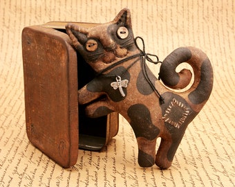 Cat Primitive Gift Handmade Cat Kitty For Cat Lovers Primitive Halloween.