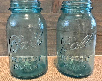 Two Blue Ball Jars- Quart size
