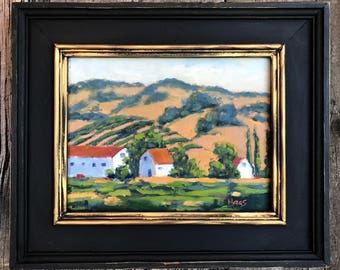 California Plein Air Landscape Oil Painting Original Wall Art San Francisco Bay Area Backroad Vines Suisun Valley California Artist Artwork