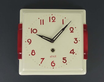 French vintage clock, JAZ, ceramic, 1950