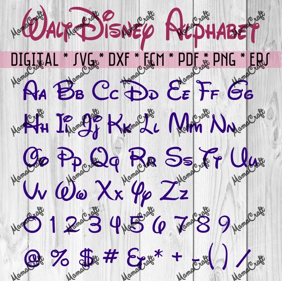 WALT DISNEY alphabet MONOGRAM letters svg dxf fcm png eps