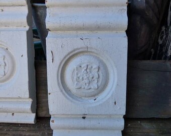 Antique Wood corbel Architectural salvage Rosette Flower cluster design Boards Plinth planks Supplies Repurpose Restoration SalvageRelics