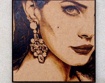 Lana Del Rey inspired pyrography art