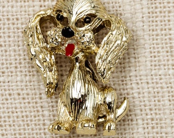 Dog Brooch Vintage Gold Gerrys Broach Vtg Pin 7T