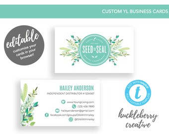 Young Living Business Cards, Young Living Essential Oils, 3.5x2, Easy Edits & Digital Download in Minutes!