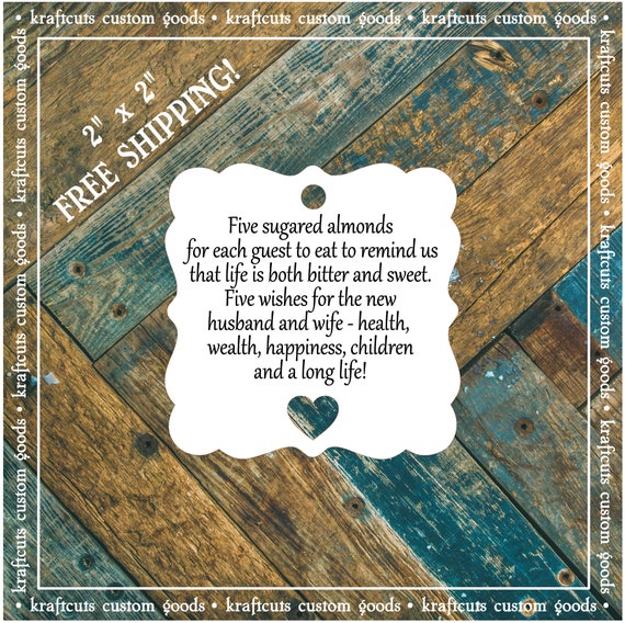 Jordan Almond Favor Tags #646 FREE SHIPPING!