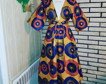 African Clothing: K I N A Kimono Dress made from African Dutch Wax