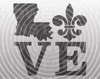 Louisiana Love SVG File,Fleur De Lis svg,Mardi Gras SVG,nola svg -Vector Art Commercial/Personal Use- Cricut,Silhouette,Cameo,Iron on Vinyl