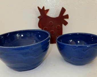 Exotic Blue Indigo Ceramic Mixing Bowl Set, Serving Bowls
