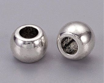 Silver barrel beads 10x7mm Tibetan silver