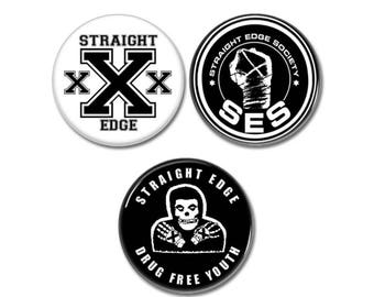 Boutons de bord droite lot de 3 ! (badges, épingles, botones, punk, 25mm, des médicaments gratuitement, ses, xxx)